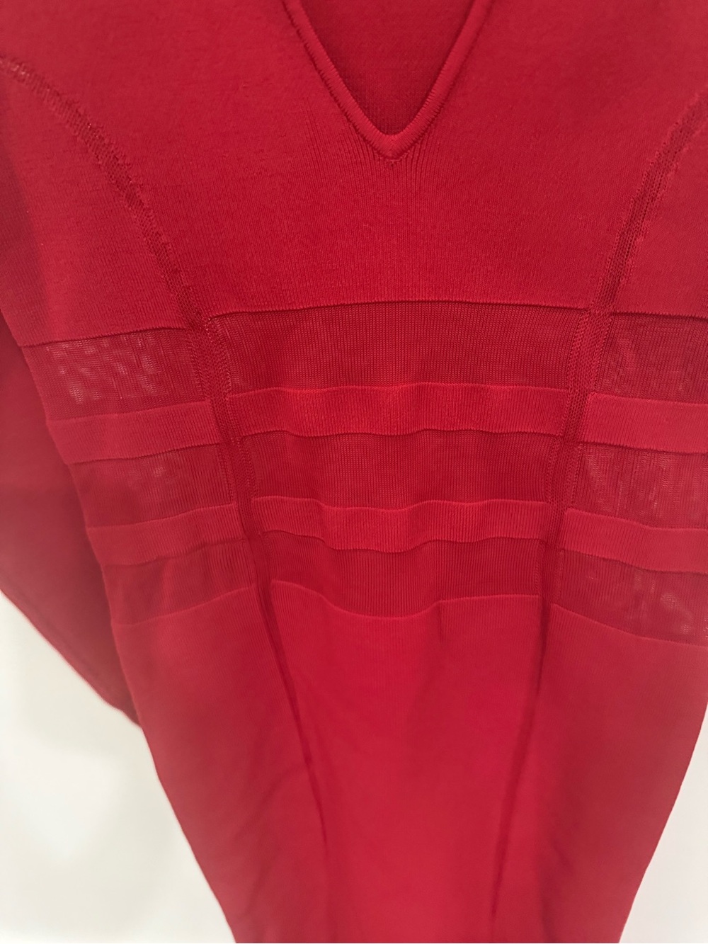 Good American Deep Red Long-Sleeve V-Neck Bodycon Midi Dress - Picture 4 of 4